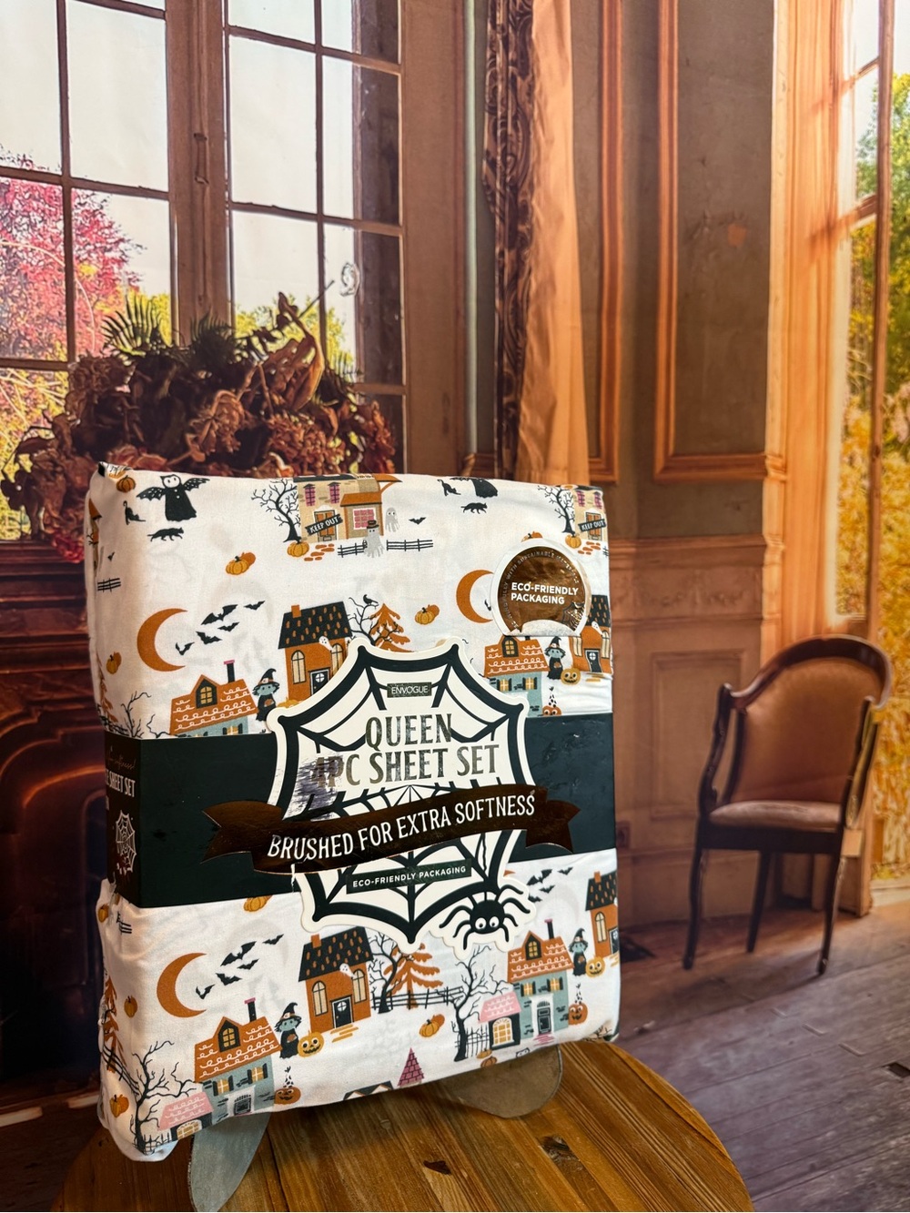 Halloween Queen Sheet Set NWT Halloween Village Goth Fall Witchy Magical